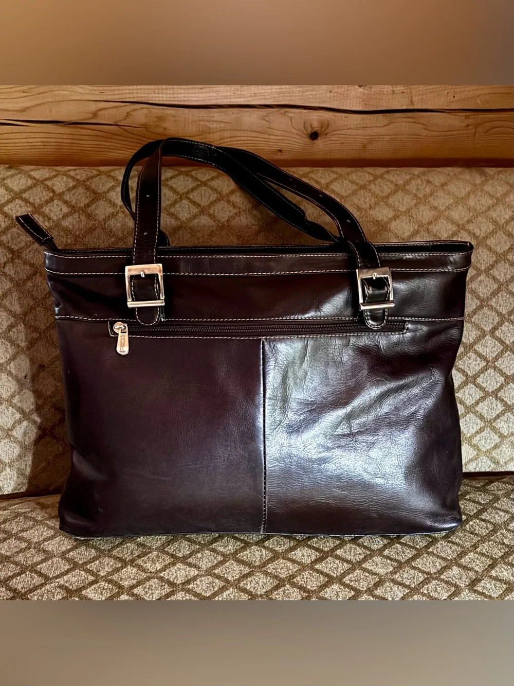 Piel Full Grain Leather Laptop Tote Bag in Brown Business Work Briefcase NWOT